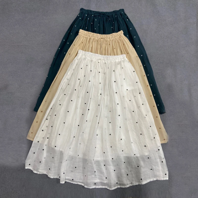 Johnature Summer New Ramie Wave Point Women All Match Elastic Waist Skirts 2025 Casual Solid Color Loose Female Skirts
Johnature Summer New Ramie Wave Point Women All Match Elastic Waist Skirts 2025 Casual Solid Color Loose Female Skirts