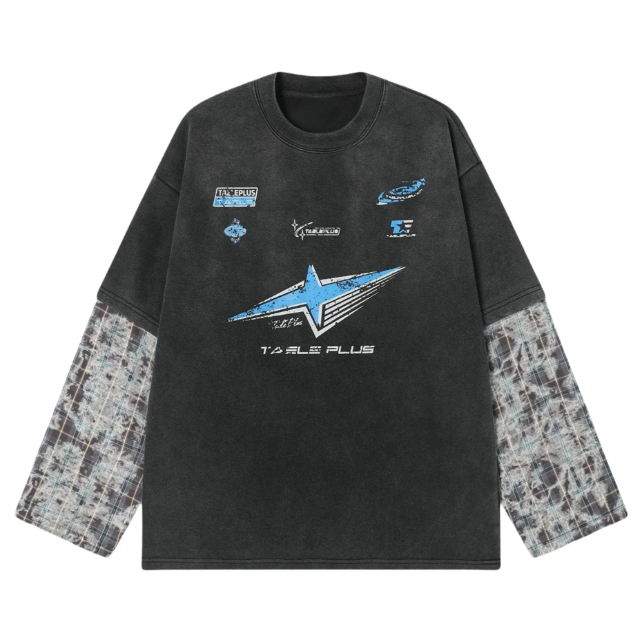 Hip Hop Long Sleeve T-Shirts Men Streetwear Punk Y2k Fake Two Pieces T Shirt Oversized Harajuku Vintage Print Casual Tees Tops
Hip Hop Long Sleeve T-Shirts Men Streetwear Punk Y2k Fake Two Pieces T Shirt Oversized Harajuku Vintage Print Casual Tees Tops