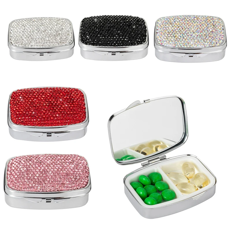 Pill Box 2 Compartments Small Travel Pill Case Organizer Crystal Diamond Medicine Box With Mirror
Pill Box 2 Compartments Small Travel Pill Case Organizer Crystal Diamond Medicine Box With Mirror