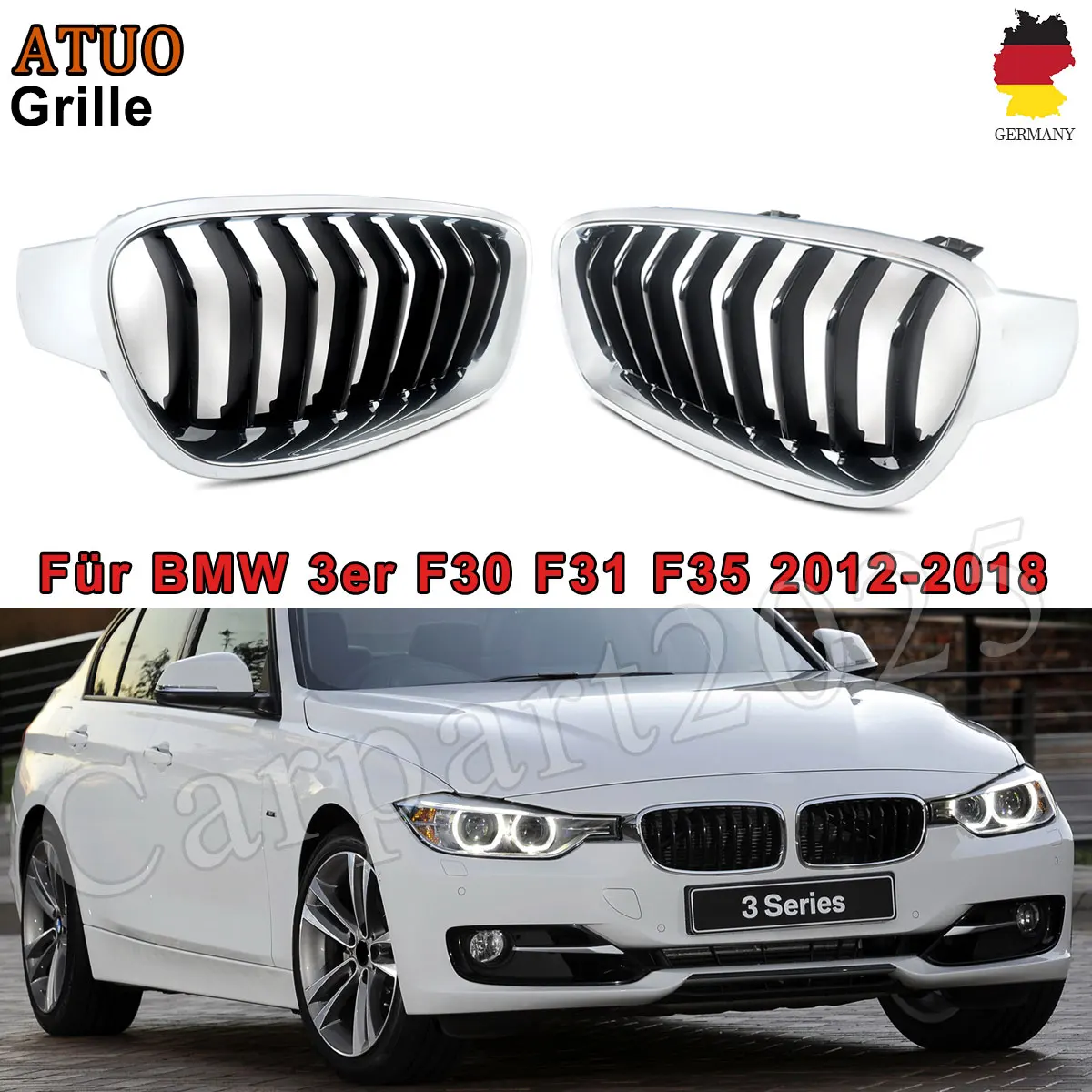 Chrome Front Kidney Grille For BMW F30 3 Series 320i 328i 330i 340i 2012-2018 left right Grill Front Bumper Grille Gird replace
Chrome Front Kidney Grille For BMW F30 3 Series 320i 328i 330i 340i 2012-2018 left right Grill Front Bumper Grille Gird replace