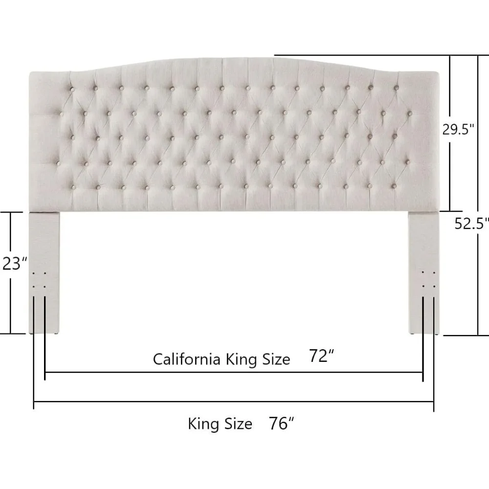 Linen Upholstered Tufted Button King Headboard and Comfortable Fashional Padded King/California King Size headboard - Ivory
Linen Upholstered Tufted Button King Headboard and Comfortable Fashional Padded King/California King Size headboard - Ivory