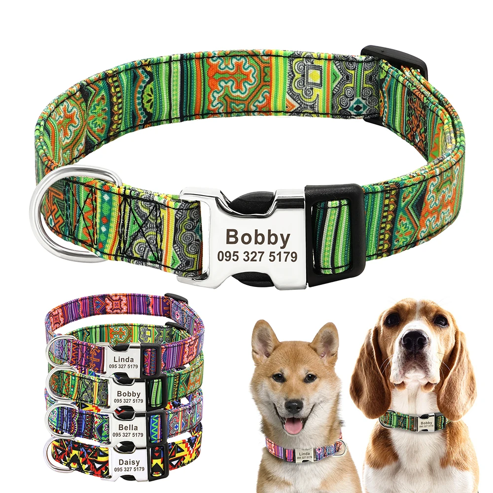 Adjustable Dog Collar Personalized Nylon Printed Pet Collars Anti-lost Dogs Buckle Collars Free Engraved For Small Large Dogs
Adjustable Dog Collar Personalized Nylon Printed Pet Collars Anti-lost Dogs Buckle Collars Free Engraved For Small Large Dogs