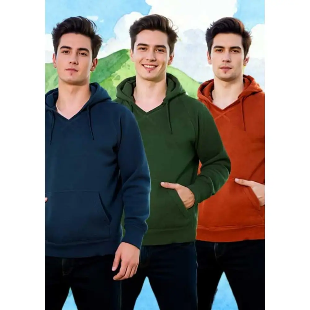 Мужской повседневный комплект из трех предметов с капюшоном и карманом-кенгуру, мягкий и удобный пуловер.
Мужской повседневный комплект из трех предметов с капюшоном и карманом-кенгуру, мягкий и удобный пуловер.