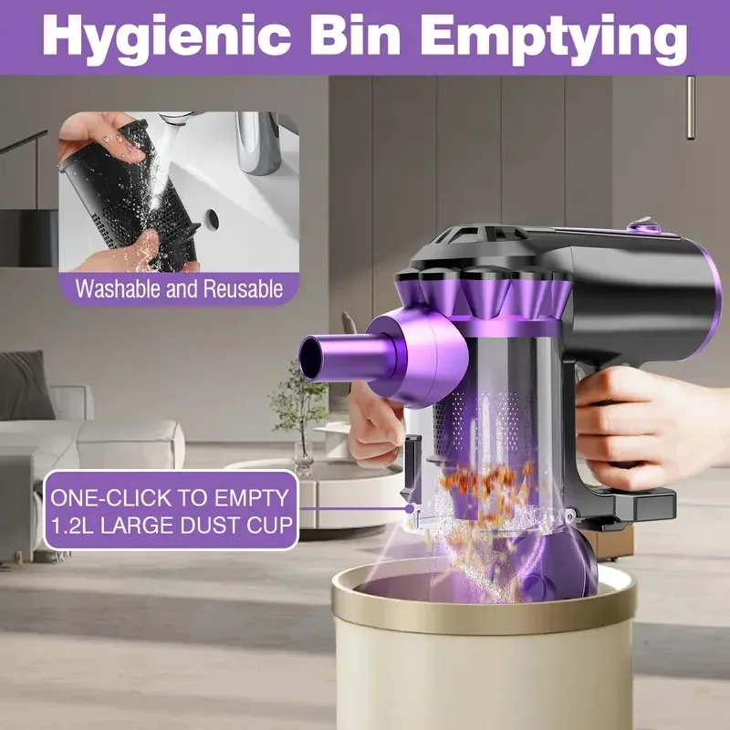 Wireless handheld vacuum cleaner, with 18 kilopascals of powerful suction and low noise, lightweight handheld design
Wireless handheld vacuum cleaner, with 18 kilopascals of powerful suction and low noise, lightweight handheld design
