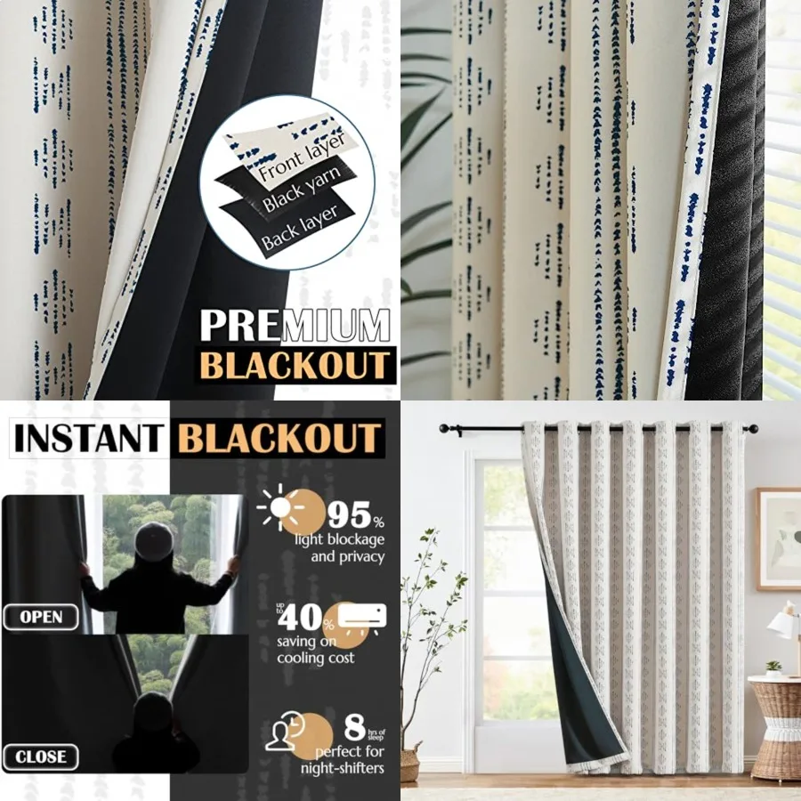 95 Blackout Boho Curtain 84 Inch Long for Bedroom 1 Panel Extra Wide Printed Curtain Blue on Beige Geometric Grommet Top Therma
95 Blackout Boho Curtain 84 Inch Long for Bedroom 1 Panel Extra Wide Printed Curtain Blue on Beige Geometric Grommet Top Therma