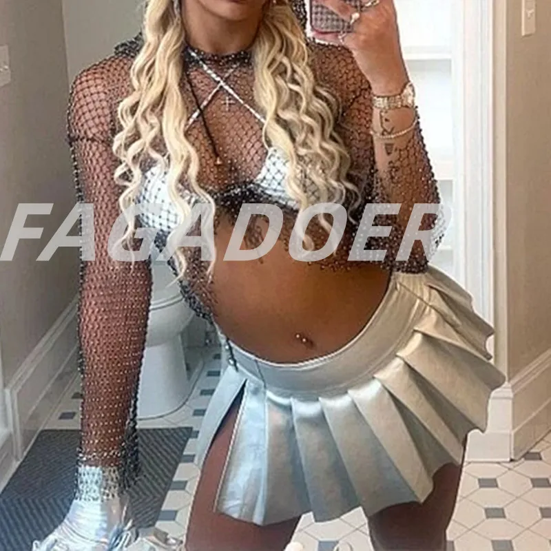 FAGADOER сексуальные серебряные кожаные мини-плиссированные юбки женские с люверсами и пряжкой ремень с высокой талией хипстерская женская уличная одежда клубная одежда низ
FAGADOER сексуальные серебряные кожаные мини-плиссированные юбки женские с люверсами и пряжкой ремень с высокой талией хипстерская женская уличная одежда клубная одежда низ