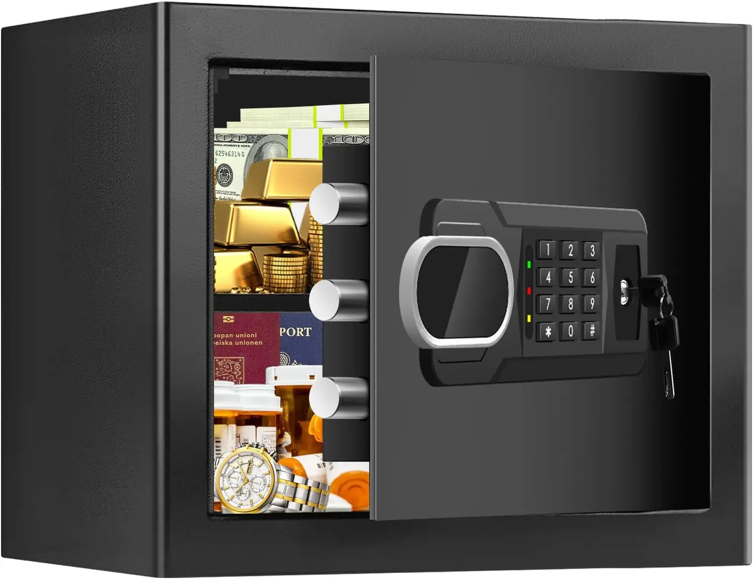 Small Fire Safe Box for Home with Digital Keypad, Lock Box for Money, Jewelry, Documents
Small Fire Safe Box for Home with Digital Keypad, Lock Box for Money, Jewelry, Documents