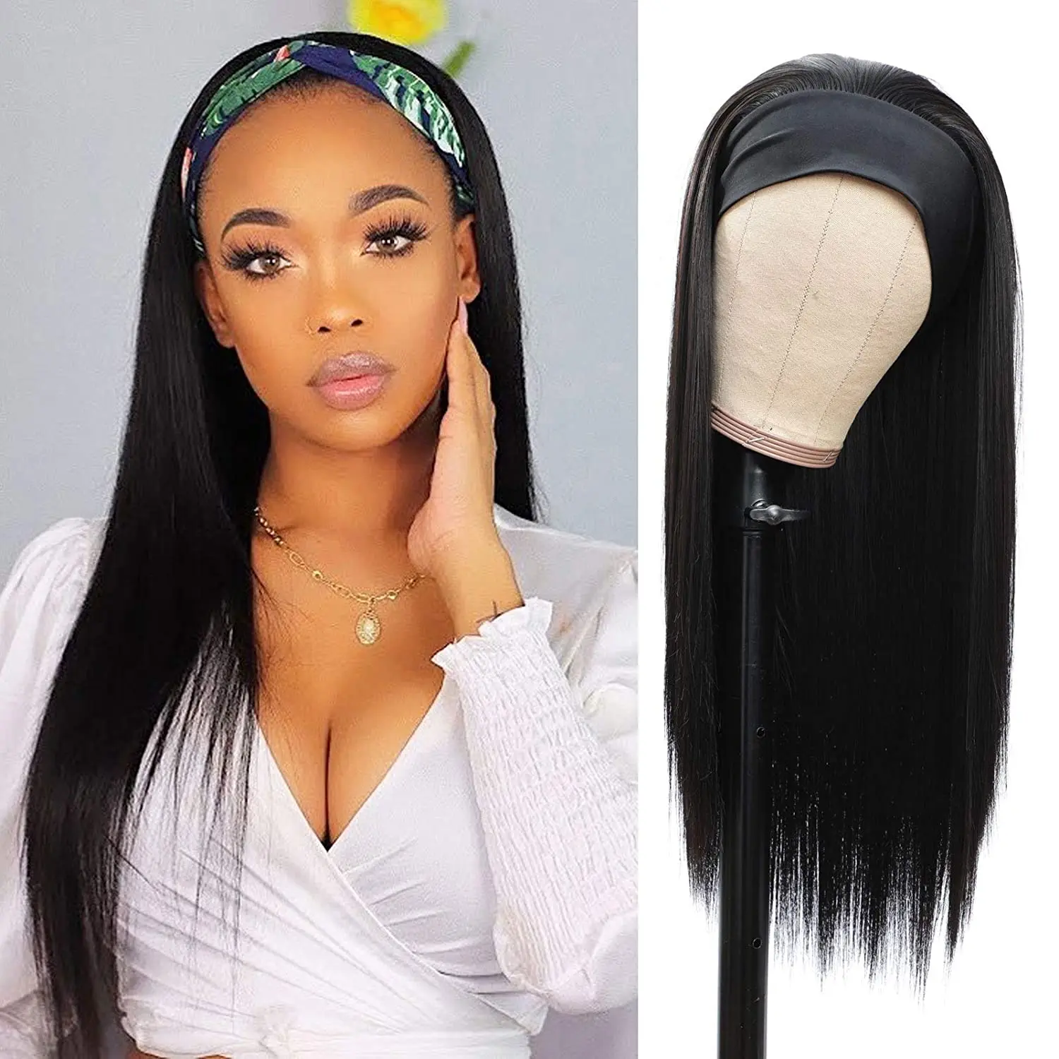 18-26 Inch Headband Wig for Women Black Straight Synthetic Glueless Heat Resistant Natutal Looking for Daily Party Use
18-26 Inch Headband Wig for Women Black Straight Synthetic Glueless Heat Resistant Natutal Looking for Daily Party Use