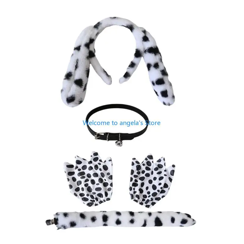 X4YC 4Pcs Dalmatian Puppy Costume Set Ear Headband Tail Bells Choker Gloves for Kids Halloween Christmas Animal Cosplay
X4YC 4Pcs Dalmatian Puppy Costume Set Ear Headband Tail Bells Choker Gloves for Kids Halloween Christmas Animal Cosplay