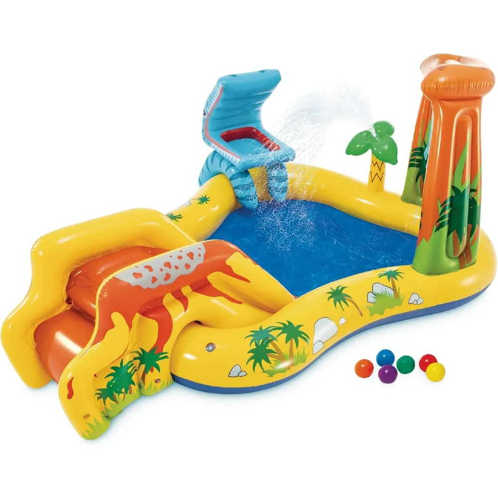Inflatable Dinosaur Play Center, Outdoor Inflatable Water Park with Slide, Water Sprayer, Waterfall, 6 Balls, Kids Pool Playhour
Inflatable Dinosaur Play Center, Outdoor Inflatable Water Park with Slide, Water Sprayer, Waterfall, 6 Balls, Kids Pool Playhour