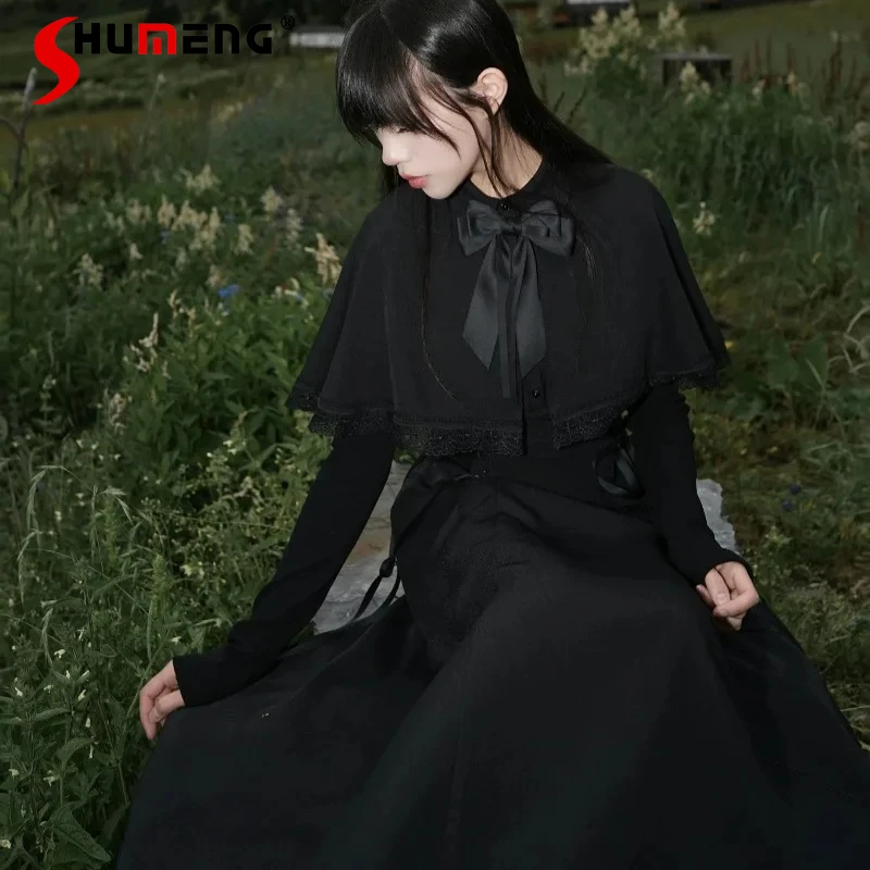 Popular Design French Style Cape Vintage Dresses 2025 Autumn Winter Elegant Lace-up Waist-Cinching Lace Long Vestidos For Ladies
Popular Design French Style Cape Vintage Dresses 2025 Autumn Winter Elegant Lace-up Waist-Cinching Lace Long Vestidos For Ladies