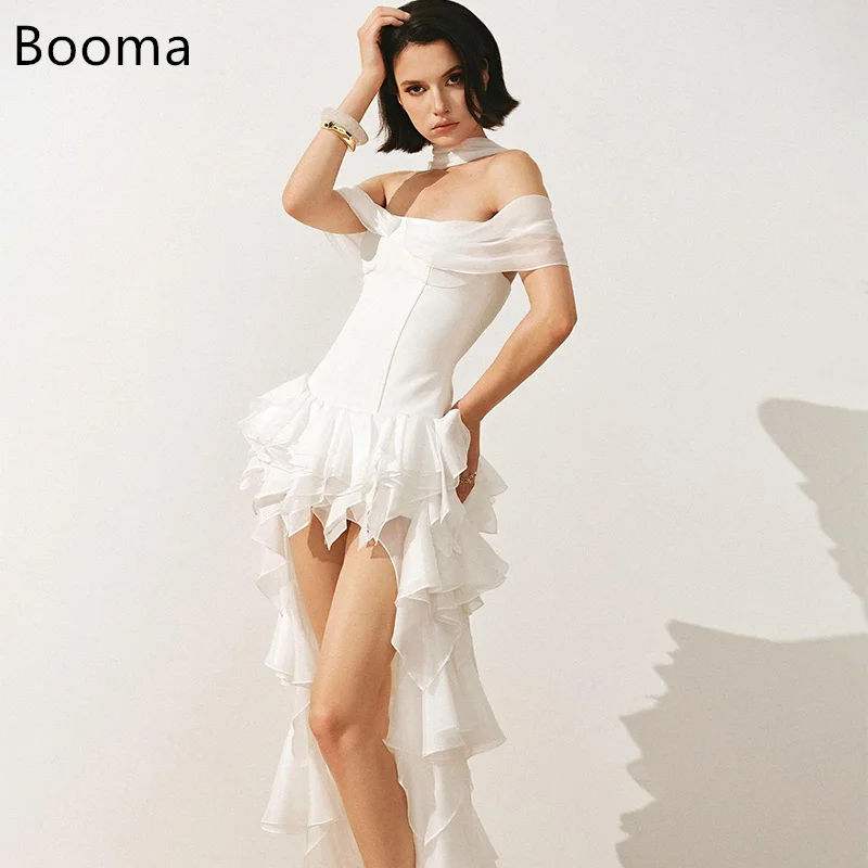 Booma Simple Off The Shoulder A-Line Pleat Low/High Wedding Dresses Ivory Elegant Brides Gown Custom Made 2025
Booma Simple Off The Shoulder A-Line Pleat Low/High Wedding Dresses Ivory Elegant Brides Gown Custom Made 2025