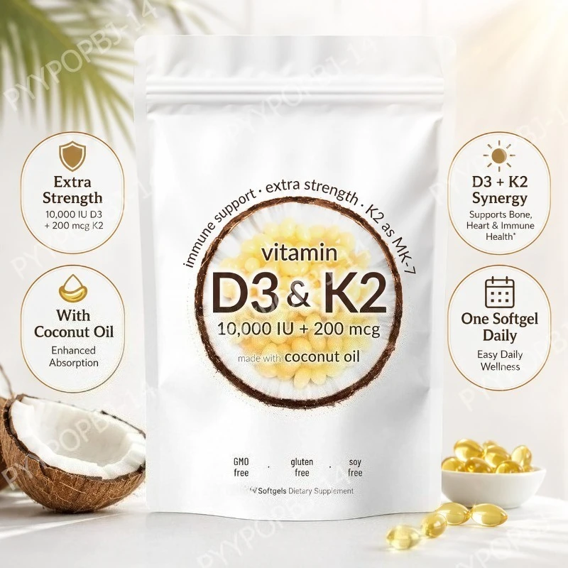 Vitamin D3 2000 IU K2 200 Mcg Softgels with Coconut Oil Daily Wellness Support 180 Softgels
Vitamin D3 2000 IU K2 200 Mcg Softgels with Coconut Oil Daily Wellness Support 180 Softgels