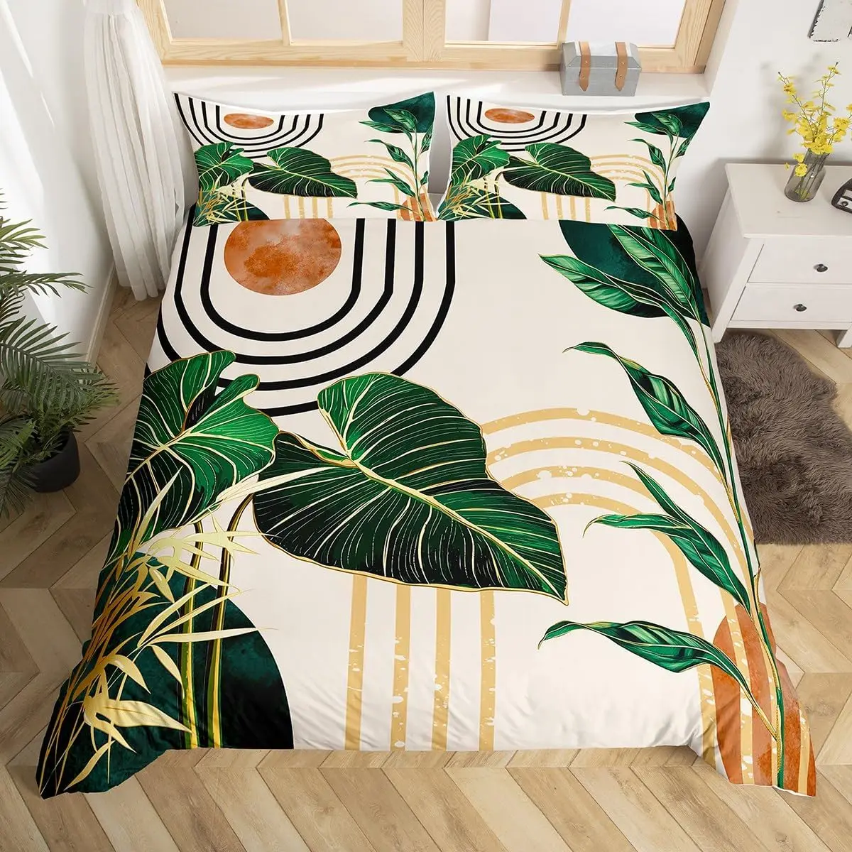 Dark Green Boho Duvet Cover Tropical Botanical Bedding Set Abstract Mid Century Palm Leaf Comforter Covers Plant Home Room Decor
Dark Green Boho Duvet Cover Tropical Botanical Bedding Set Abstract Mid Century Palm Leaf Comforter Covers Plant Home Room Decor