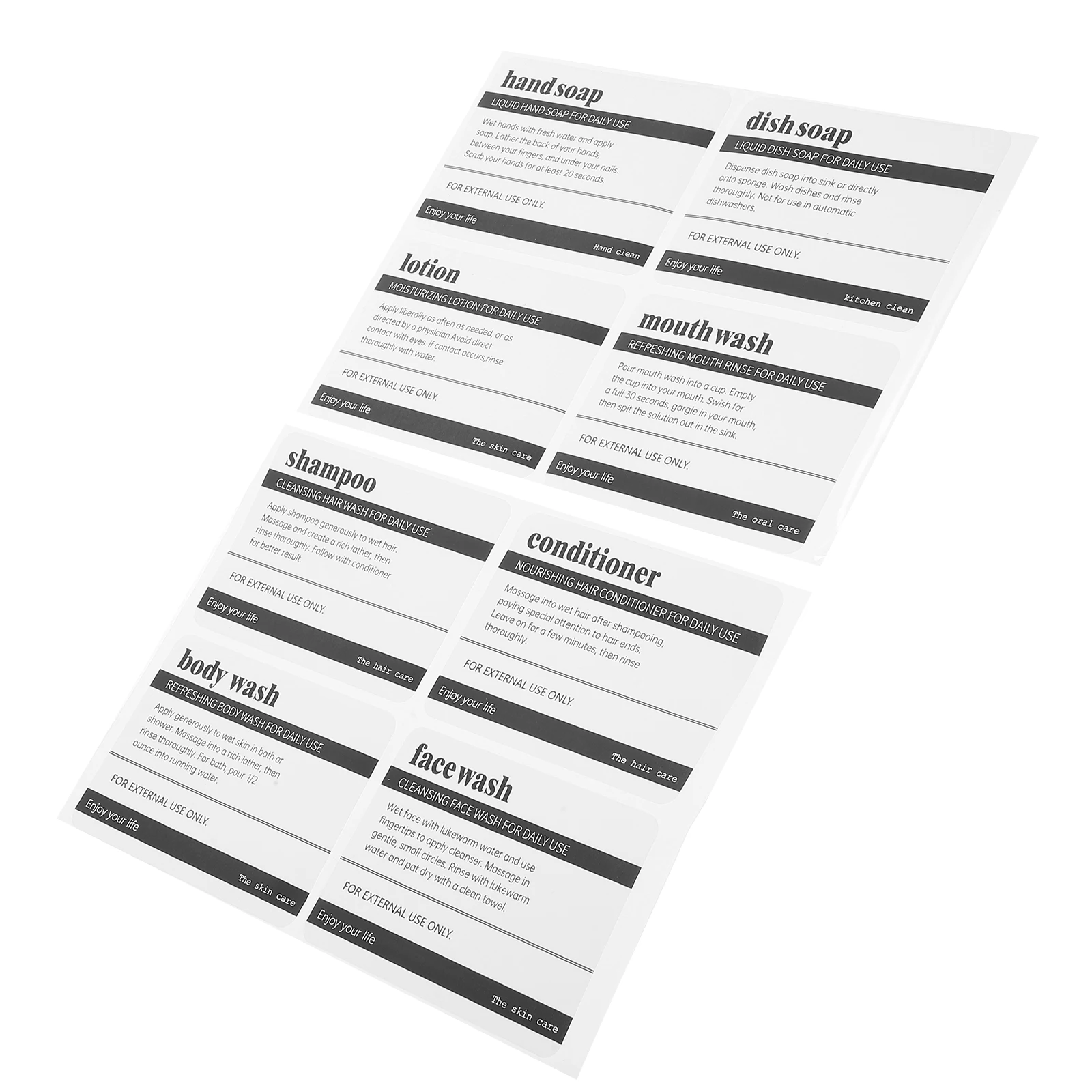 8 Sheets Waterproof Toiletries Labels Bathroom Body Wash PVC Adhesive Sticker Skincare Products Labels Self Adhesive Design
8 Sheets Waterproof Toiletries Labels Bathroom Body Wash PVC Adhesive Sticker Skincare Products Labels Self Adhesive Design