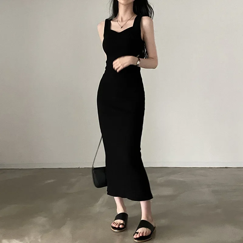 Knit Square Neck Dress Women Sexy Sleeveless Split Dresses Korean Lady Screw Thread Slim Pullover Long Office Vestidos Y2k
Knit Square Neck Dress Women Sexy Sleeveless Split Dresses Korean Lady Screw Thread Slim Pullover Long Office Vestidos Y2k