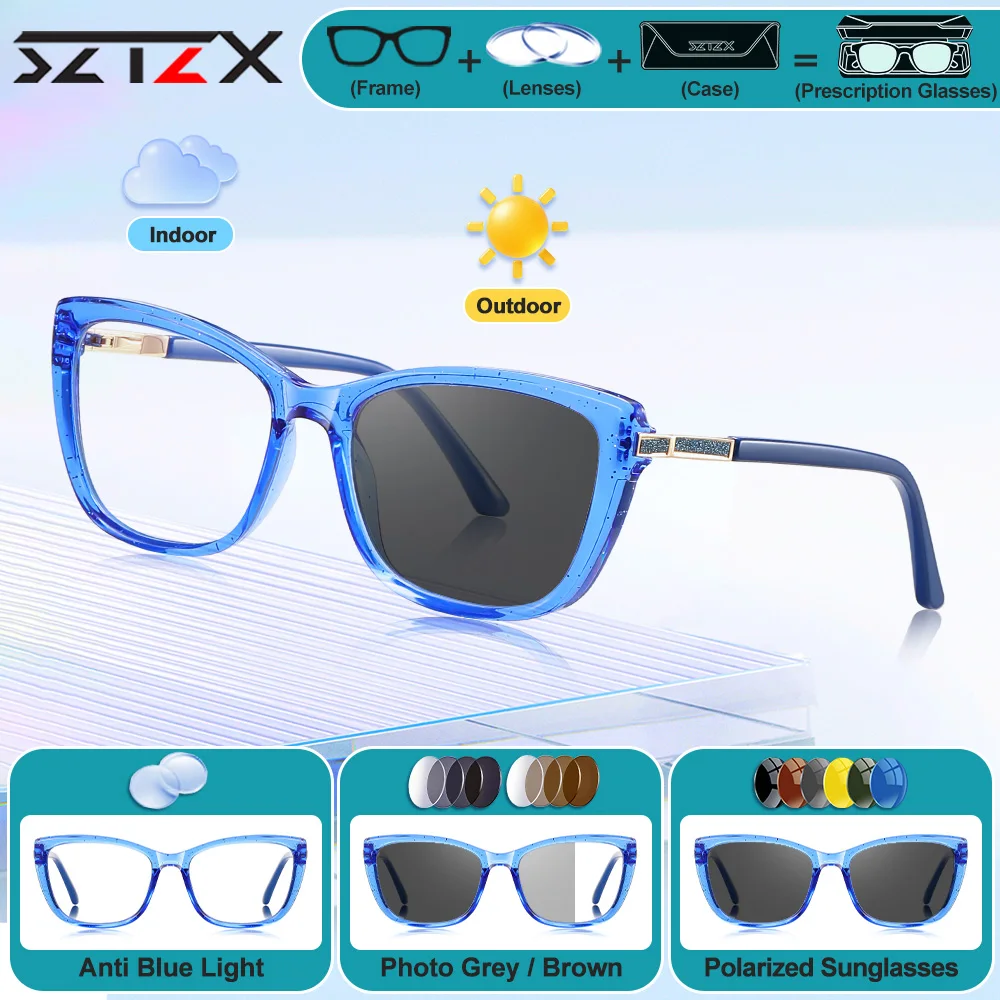 SZTZX Lady Fashionable Anti Blue Light Reading Glasses Casual Cat Eye Design Photochromic Prescription Myopia Hyperopia Eyeware
SZTZX Lady Fashionable Anti Blue Light Reading Glasses Casual Cat Eye Design Photochromic Prescription Myopia Hyperopia Eyeware