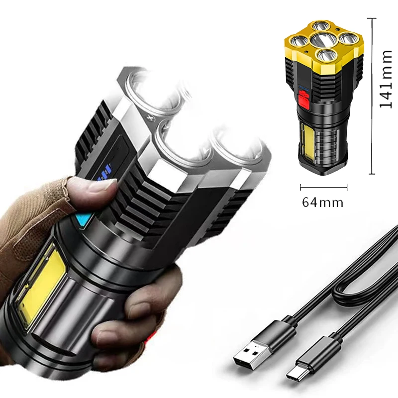 Multi-function Waterproof 4/5 LED Super Bright Flashlight Rechargeable Outdoor Long-range Spotlight Battery Display COB Light
Multi-function Waterproof 4/5 LED Super Bright Flashlight Rechargeable Outdoor Long-range Spotlight Battery Display COB Light