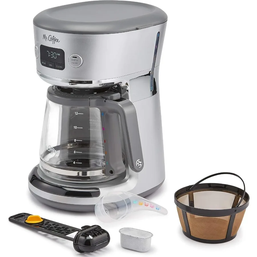 12Cup Programmable Coffee Maker with Gold Tone Reusable Filter for Home and Office Use Silver Chrome Design Energy Efficient an
12Cup Programmable Coffee Maker with Gold Tone Reusable Filter for Home and Office Use Silver Chrome Design Energy Efficient an
