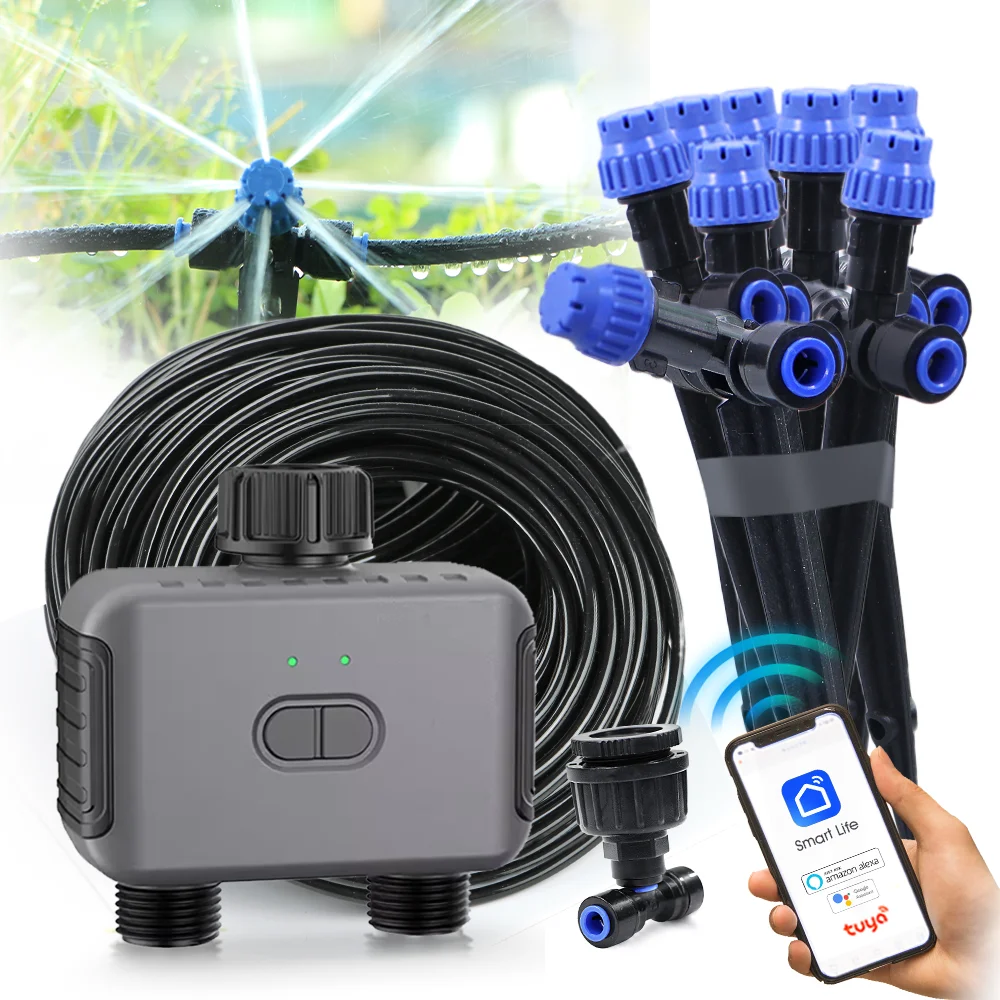 Двухзонный независимый интеллектуальный Wi-Fi комплект таймера для полива сада, складная поворотная регулировочная насадка, автоматическая программа орошения
Двухзонный независимый интеллектуальный Wi-Fi комплект таймера для полива сада, складная поворотная регулировочная насадка, автоматическая программа орошения
