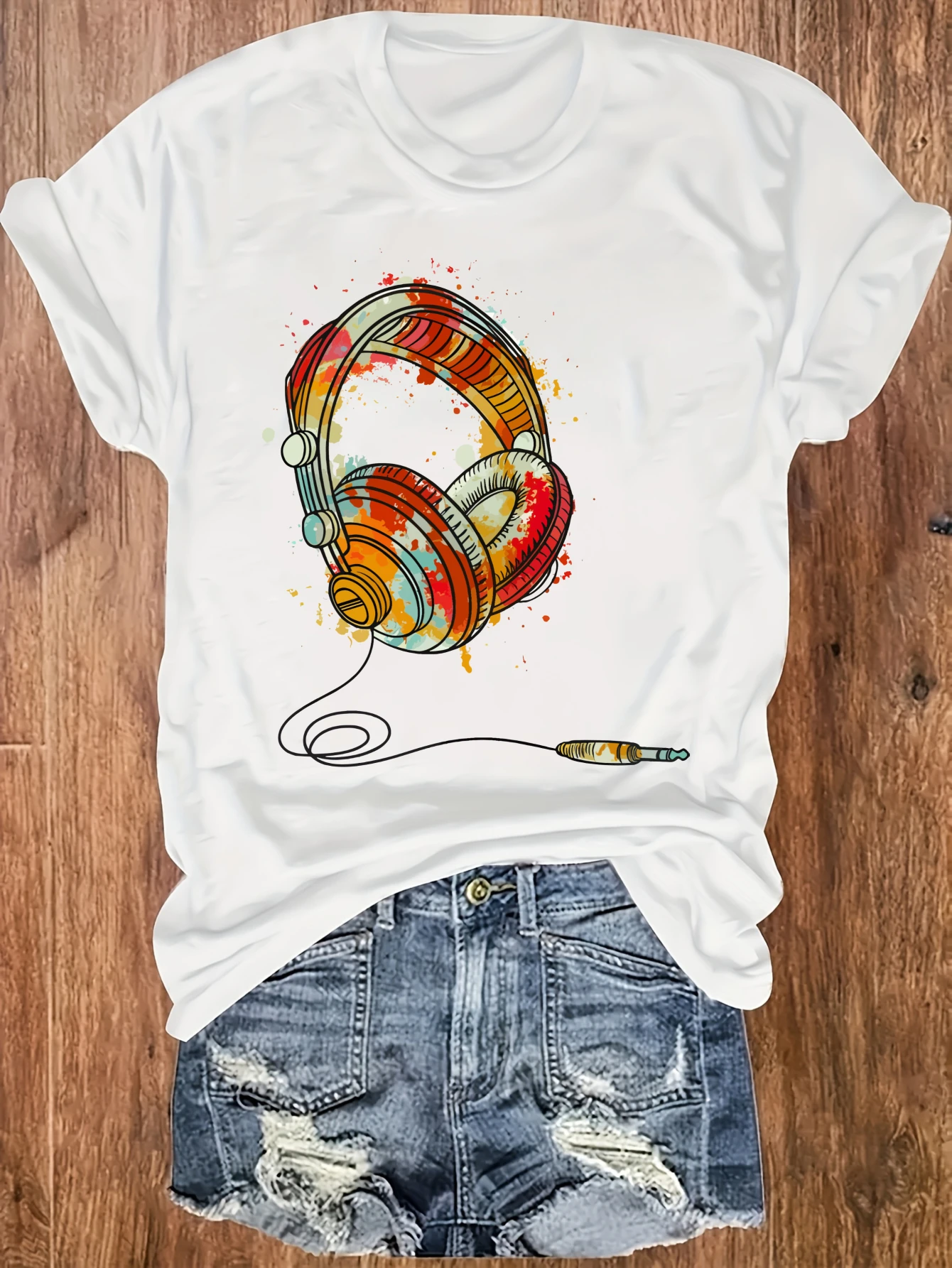 women's plus size tank top Colorful Headphones With Splatter Art Suitable for sports and daily wear Summer casual shirt, summer
women's plus size tank top Colorful Headphones With Splatter Art Suitable for sports and daily wear Summer casual shirt, summer