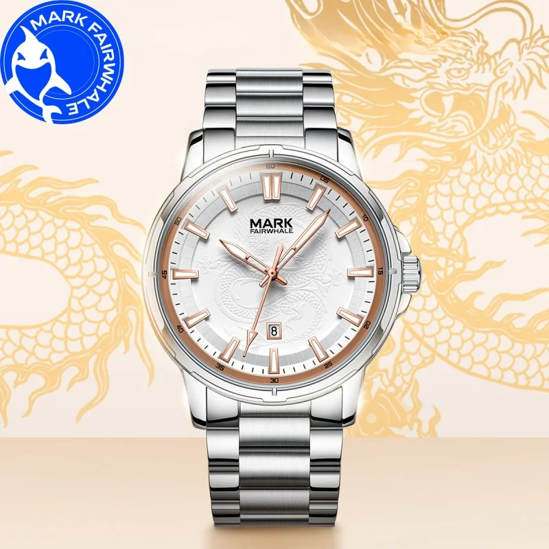 MARK FAIRWHALE Watches for Man 5038 Trend Dragon Totem Dial Stainless Steel Quartz Wristwatches Luxury Waterproof Mens Watches
MARK FAIRWHALE Watches for Man 5038 Trend Dragon Totem Dial Stainless Steel Quartz Wristwatches Luxury Waterproof Mens Watches