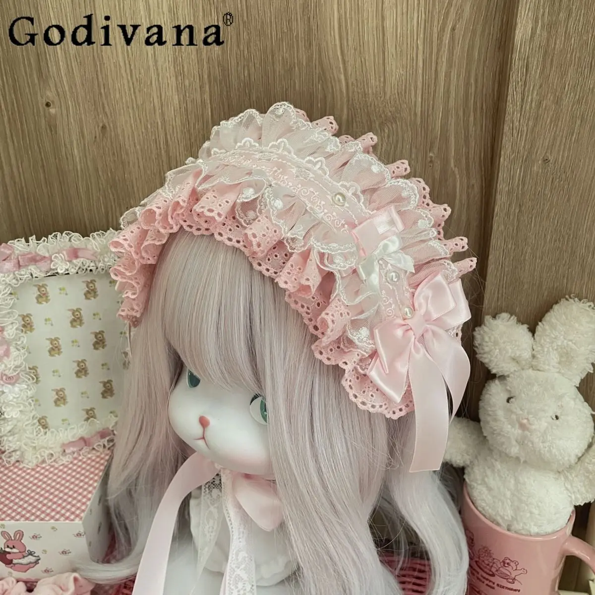 Lolita original design handmade sweet and cute headgear lace bow pearl pink headband lo female hair accessories
Lolita original design handmade sweet and cute headgear lace bow pearl pink headband lo female hair accessories