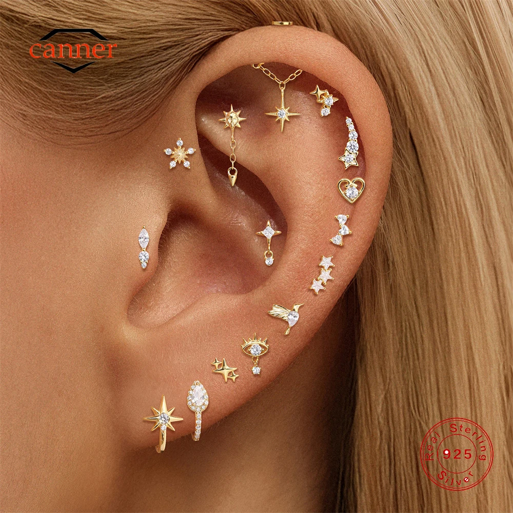 CANNER 1PC 925 Sterling Silver Eight Pointed Geometric CZ Flat Head Cartilage Piercing Earring For Women INS 18K Gold Earring
CANNER 1PC 925 Sterling Silver Eight Pointed Geometric CZ Flat Head Cartilage Piercing Earring For Women INS 18K Gold Earring