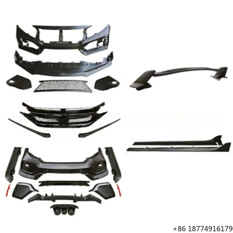 High Quality Car Conversion Type-R Front Rear Bumper Lip Grille Body Kit With Single Outlet for 2019-2021 Car
High Quality Car Conversion Type-R Front Rear Bumper Lip Grille Body Kit With Single Outlet for 2019-2021 Car