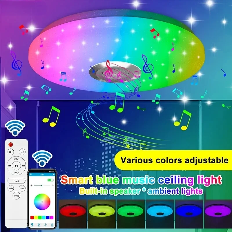 RGB Smart Ceiling Light LED Interior Home Decorative Light Luster Dimming Remote Control WIFI Living Room Ambient Light Party
RGB Smart Ceiling Light LED Interior Home Decorative Light Luster Dimming Remote Control WIFI Living Room Ambient Light Party