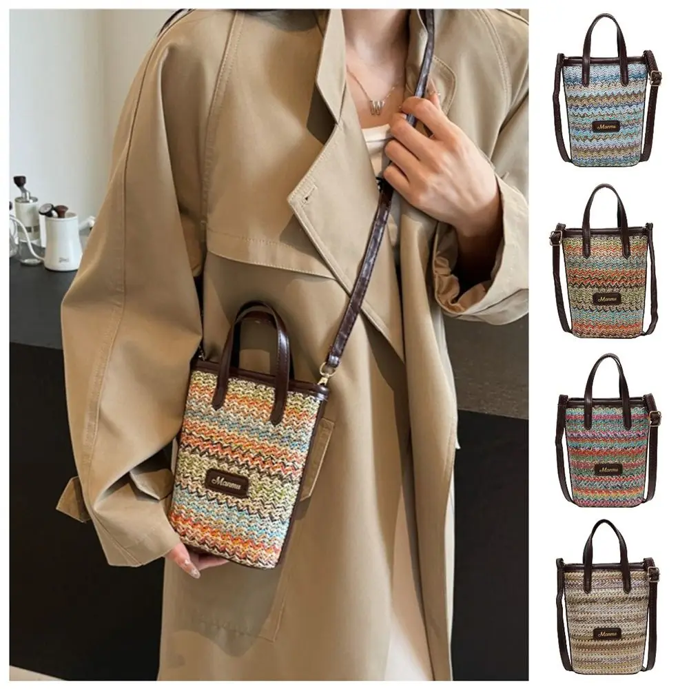 Simple Colorful Stripe Straw Shoulder Bag Ethnic Style Bohemian Woven Crossbody Bag Portable Exquisite Mobile Phone Pouch Beach
Simple Colorful Stripe Straw Shoulder Bag Ethnic Style Bohemian Woven Crossbody Bag Portable Exquisite Mobile Phone Pouch Beach