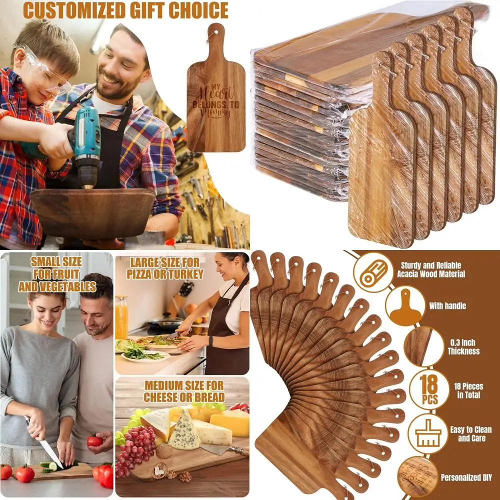 Acacia Wood Charcuterie Set, 18-Piece, 15x7 Inches, with Handles, Ideal for DIY Gifts and Kitchen Use
Acacia Wood Charcuterie Set, 18-Piece, 15x7 Inches, with Handles, Ideal for DIY Gifts and Kitchen Use