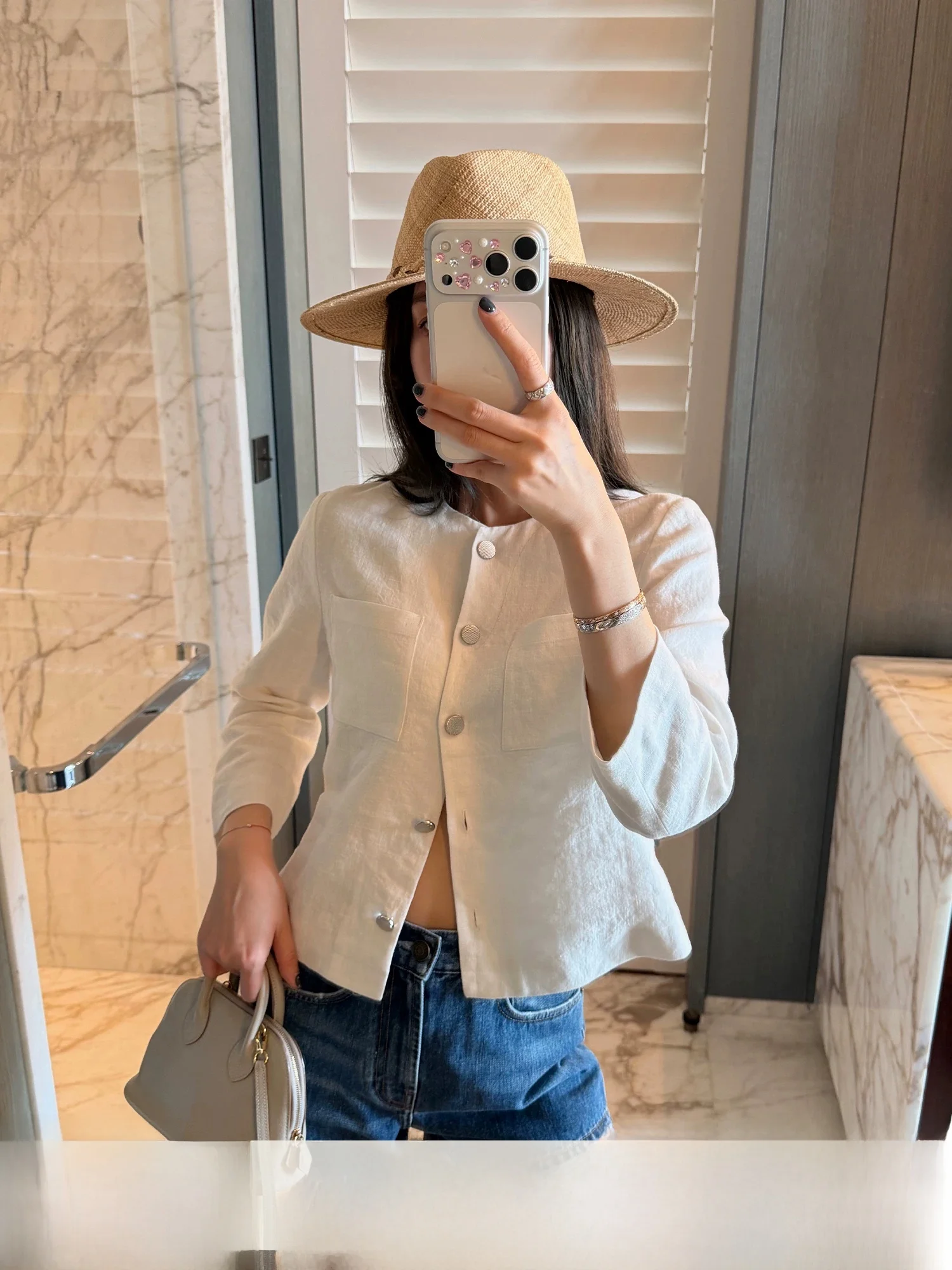 Xisi Faux Linen Short Jacket Women's Holiday Style Antimicrobial Straight Cut Lightweight round Neck No Pocket Nine Sleeve
Xisi Faux Linen Short Jacket Women's Holiday Style Antimicrobial Straight Cut Lightweight round Neck No Pocket Nine Sleeve