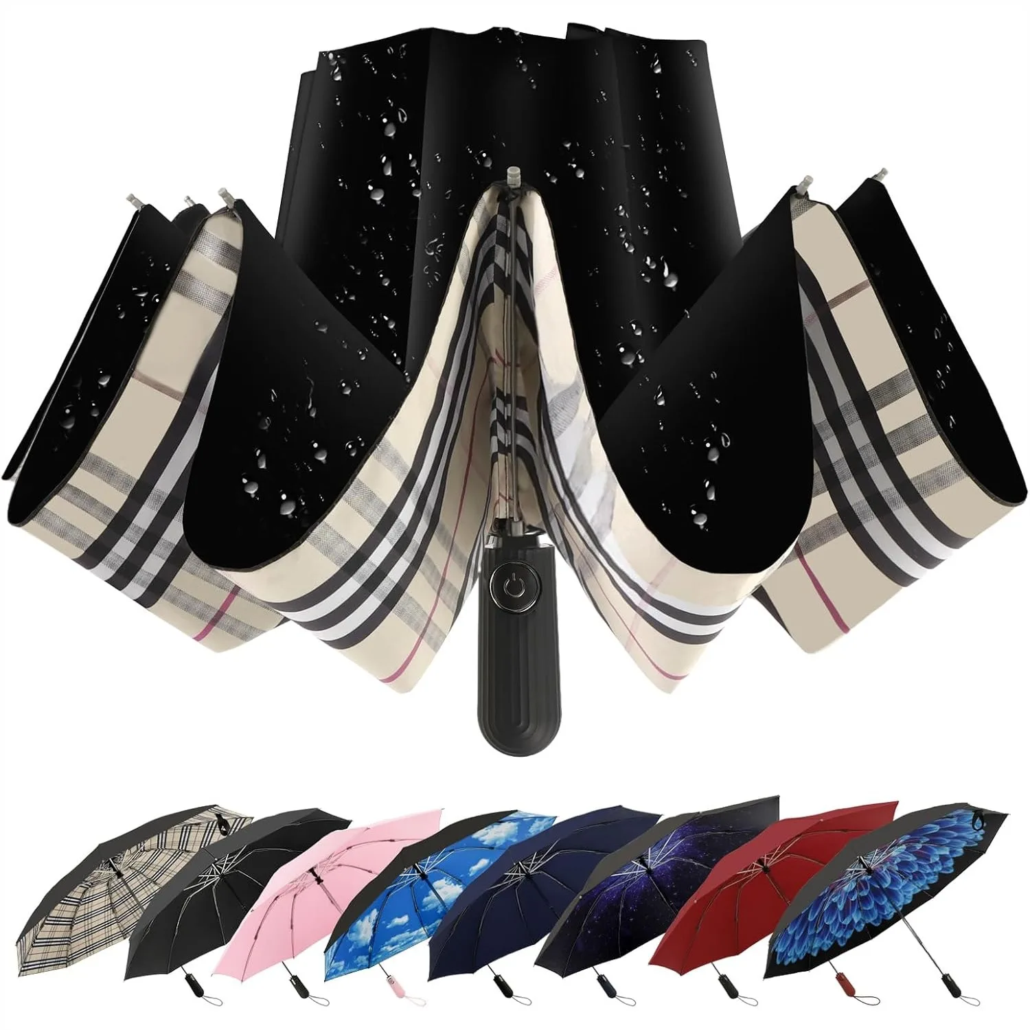 Compact Inverted Travel Umbrella with Automatic Open Close, 46 Inch Windproof for Men Women Daily Use
Compact Inverted Travel Umbrella with Automatic Open Close, 46 Inch Windproof for Men Women Daily Use