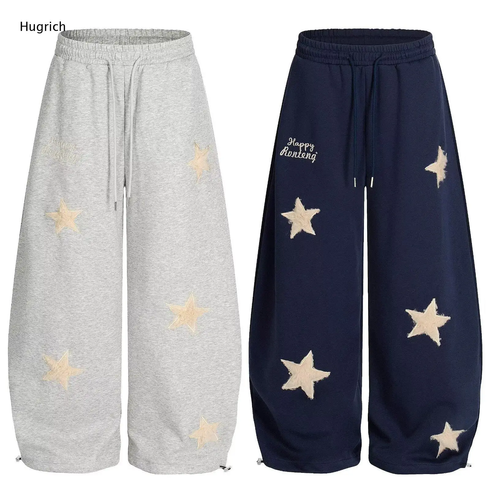 Elastic Drawstring Waist Sweatpants Flocked Star Patch & Embroidery Letter Detail Adjustable Ankle Cuff Wide Leg Casual Jogger
Elastic Drawstring Waist Sweatpants Flocked Star Patch & Embroidery Letter Detail Adjustable Ankle Cuff Wide Leg Casual Jogger