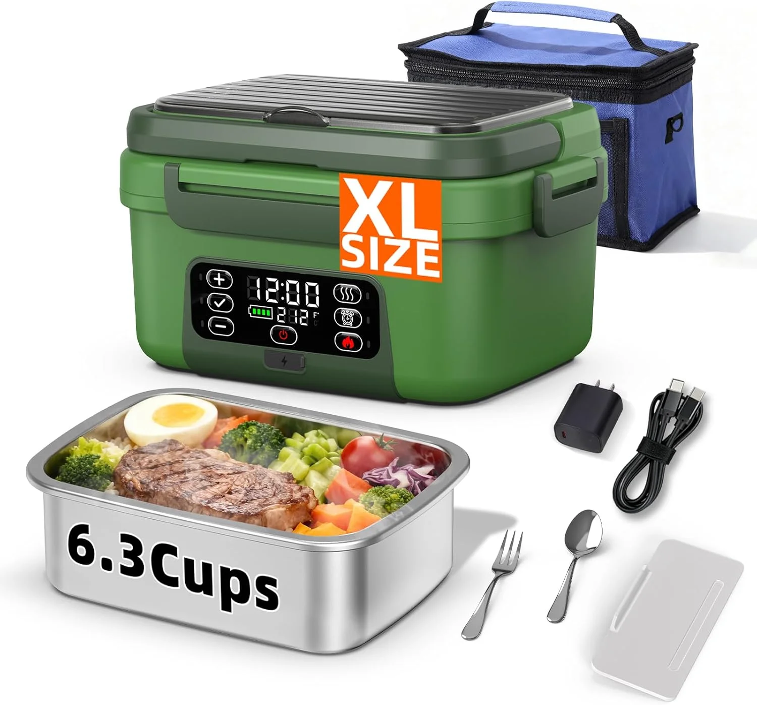 XL Cordless Electric Heated Lunch Box with Timer, 20000mAh Battery, 100W Fast Heating for Travel Office
XL Cordless Electric Heated Lunch Box with Timer, 20000mAh Battery, 100W Fast Heating for Travel Office