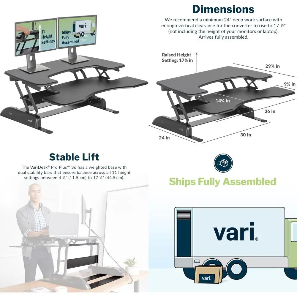 Desk Pro Plus 36 - Adjustable Desk Converter with 11 Height Settings - Laptop Sit Stand Desk Riser or Home Oice, Table Tops, Wor
Desk Pro Plus 36 - Adjustable Desk Converter with 11 Height Settings - Laptop Sit Stand Desk Riser or Home Oice, Table Tops, Wor