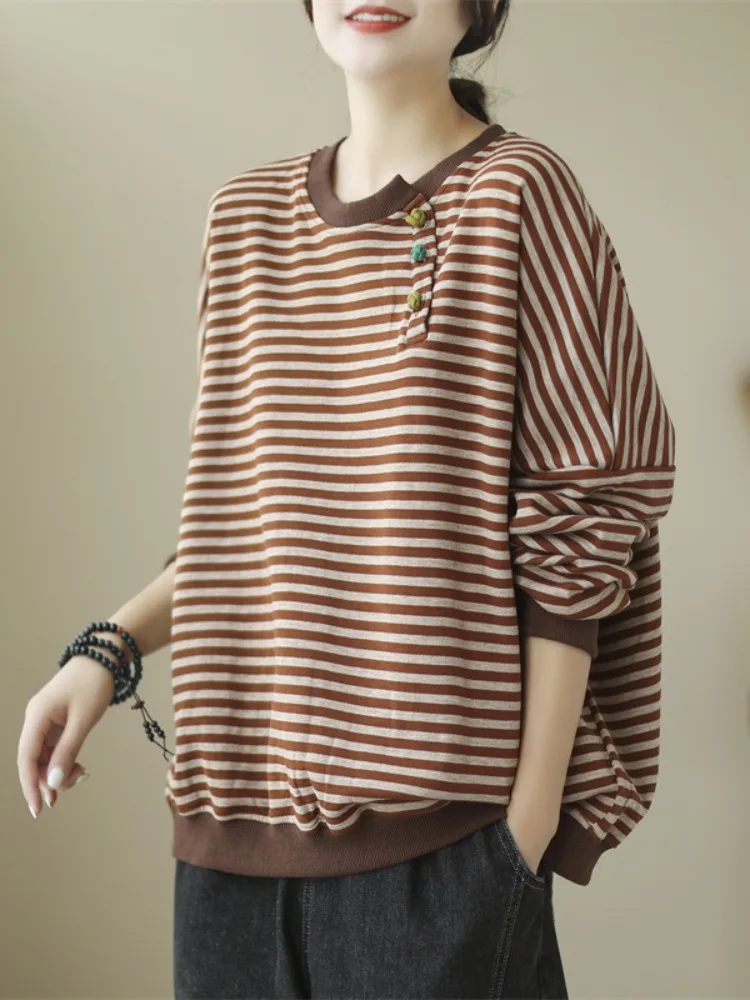 plus Size Women's Striped Long Sleeve Hoodie Loose Fit Pure Cotton Overhead Top Fashionable Casual Autumn Wear
plus Size Women's Striped Long Sleeve Hoodie Loose Fit Pure Cotton Overhead Top Fashionable Casual Autumn Wear