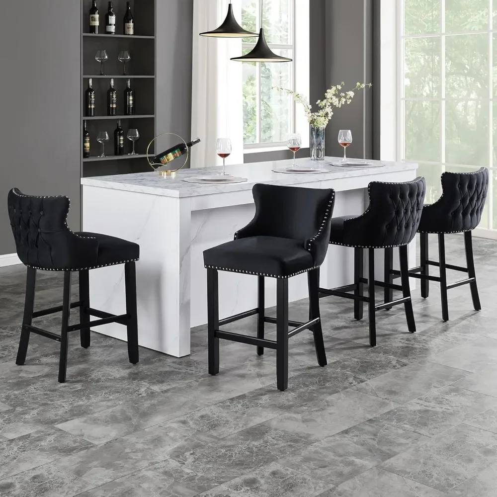 Counter Height Bar Stools Set of 4 27" Barstools with Back and Button Tufted, Velvet Upholstered Bar Stools for Kitchen Island
Counter Height Bar Stools Set of 4 27" Barstools with Back and Button Tufted, Velvet Upholstered Bar Stools for Kitchen Island