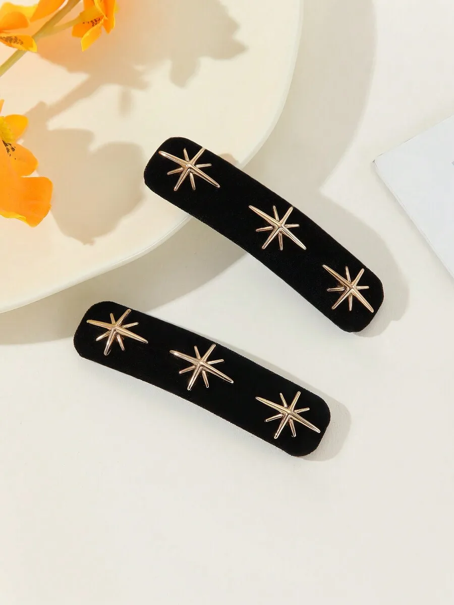 2pcs Black Velvet Star Alloy Hair Barrettes For Women Elegant Daily Party Accessory
2pcs Black Velvet Star Alloy Hair Barrettes For Women Elegant Daily Party Accessory