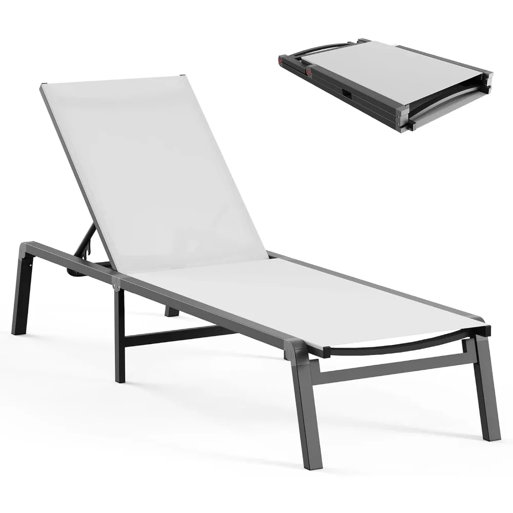 Aluminum Chaise Lounge, Foldable & Assemble Free Outdoor Lounge Chair with 5 Adjustable Backrest, Patio Lounge Chair
Aluminum Chaise Lounge, Foldable & Assemble Free Outdoor Lounge Chair with 5 Adjustable Backrest, Patio Lounge Chair