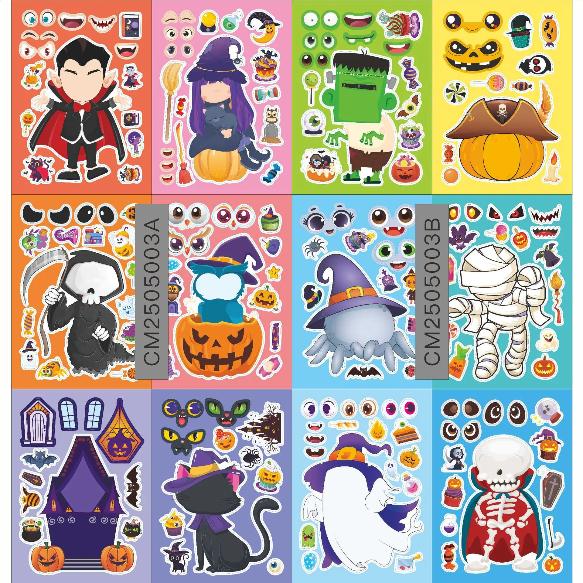 12Sheets Cute Cartoon Horror Halloween Puzzle Funny Make a Face Creative Doodle Stickers Children's Toys Gifts for Notebook
12Sheets Cute Cartoon Horror Halloween Puzzle Funny Make a Face Creative Doodle Stickers Children's Toys Gifts for Notebook