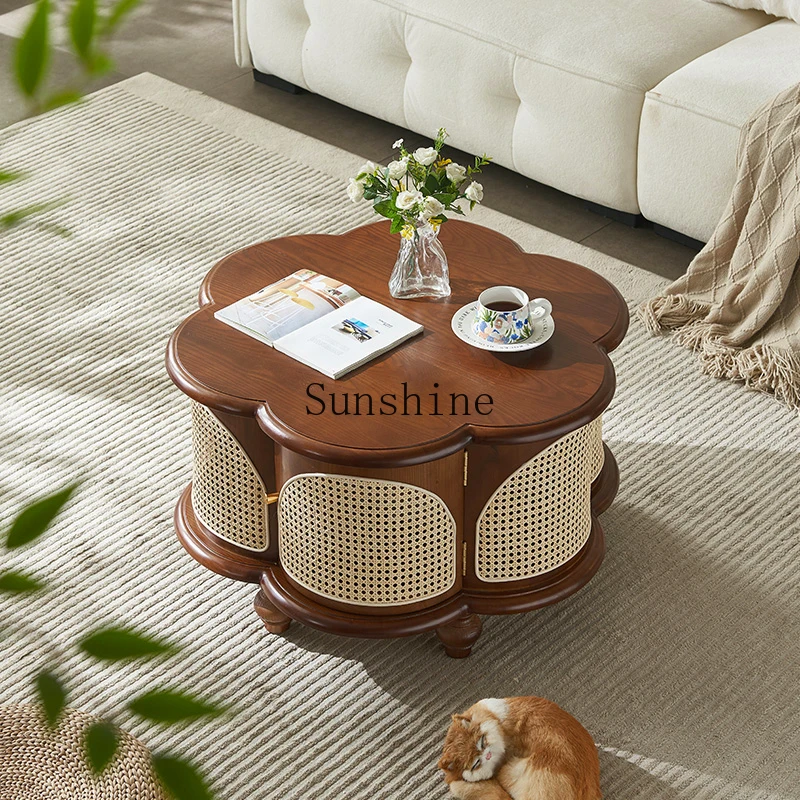 Japanese retro rattan coffee table small apartment household ash wood light luxury living room round
Japanese retro rattan coffee table small apartment household ash wood light luxury living room round