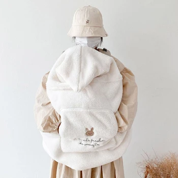 Ins 만화 곰 봉제 아기 담요, 유모차 방풍 담요, 여행 휴대용 따뜻한 아기 배넷저고리 담요
