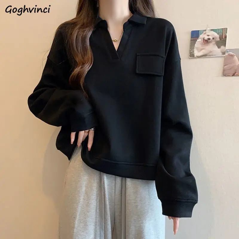 Sweatshirts Women Spring Autumn Simple Solid V-neck Loose Oversize Slim Long Sleeve All-match Fashion Office Lady Korean Style
Sweatshirts Women Spring Autumn Simple Solid V-neck Loose Oversize Slim Long Sleeve All-match Fashion Office Lady Korean Style