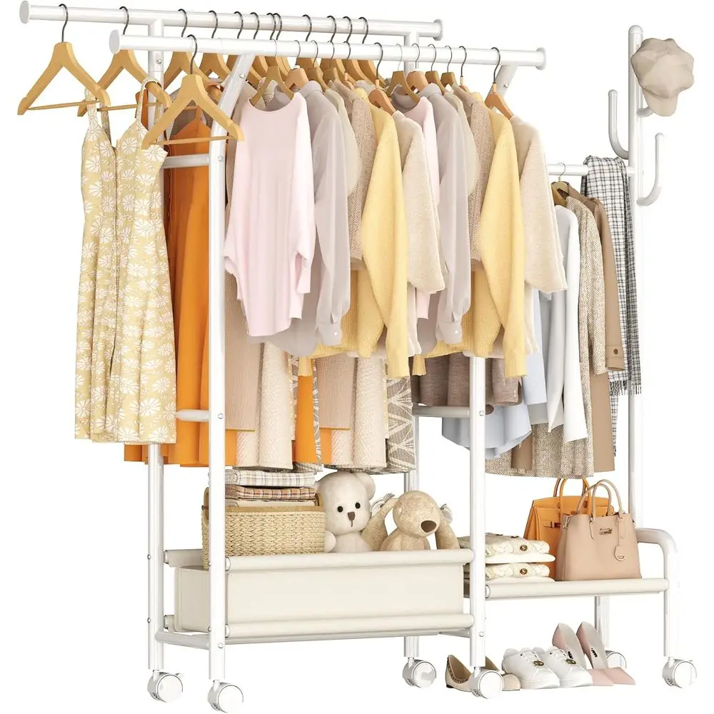 Heavy Duty Clothes Rack Load 500LBS, Three Rods Clothing Racks for Hanging Clothes Extendable, Rolling Garment Rack with Sturdy
Heavy Duty Clothes Rack Load 500LBS, Three Rods Clothing Racks for Hanging Clothes Extendable, Rolling Garment Rack with Sturdy