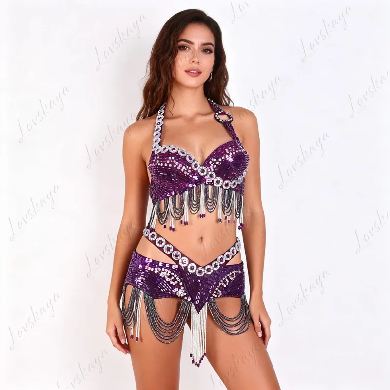 New Women's Belly Dance Costume Stage Performance Costume Indian Dance Performance Suit Sexy Fantasy Sequins
New Women's Belly Dance Costume Stage Performance Costume Indian Dance Performance Suit Sexy Fantasy Sequins