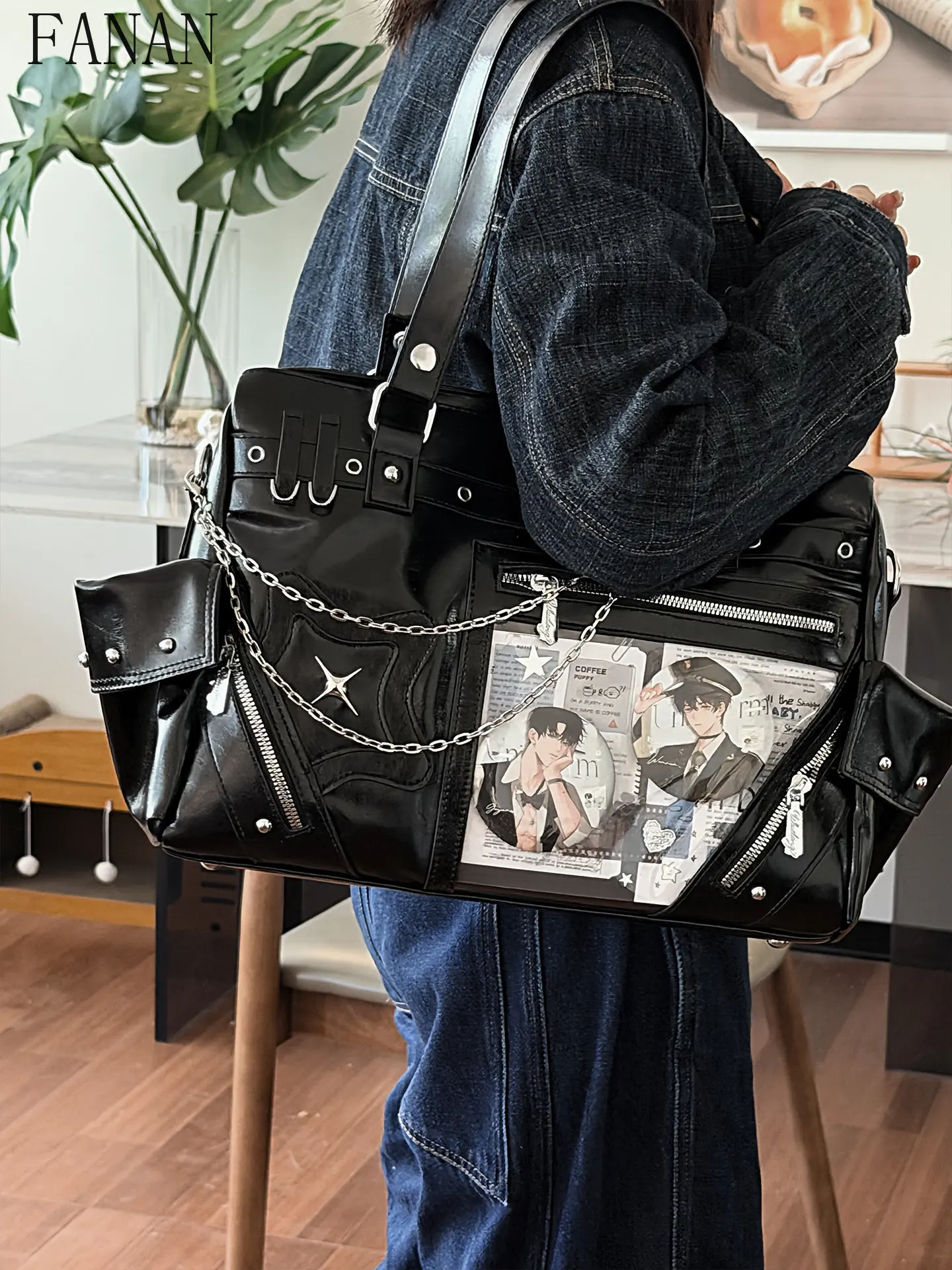 Y2K Punk Style Women's Handbags Large Capacity PU Leather Tote Bag Femme Display Daily Commute Girls Shoulder Bags
Y2K Punk Style Women's Handbags Large Capacity PU Leather Tote Bag Femme Display Daily Commute Girls Shoulder Bags