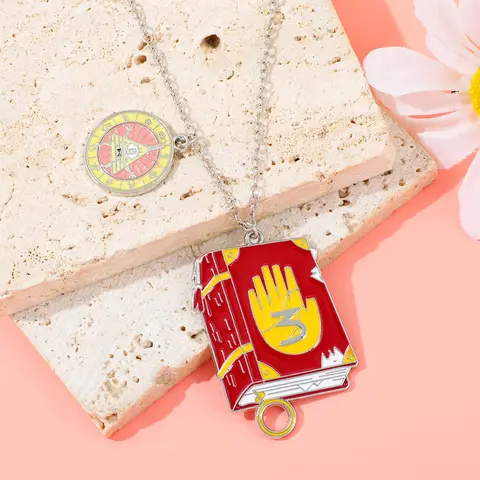 Disney Cartoon Gravity Falls Bill Cipher Emaille Halskette Buch Journal Charakter Modeschmuck für Frauen Männer Anime Geschenk