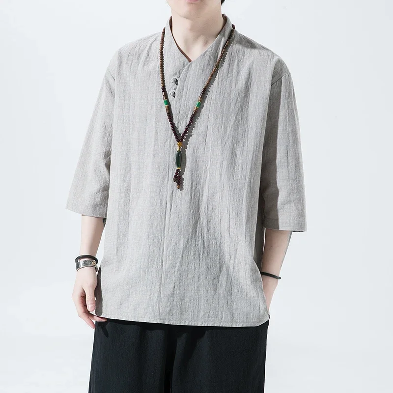 Pop Summer Men Cotton Linen Tshirts Men Casual Solid Color Short Sleeve T-Shirt Male Chinese Style Loose Beach Tops Tees
Pop Summer Men Cotton Linen Tshirts Men Casual Solid Color Short Sleeve T-Shirt Male Chinese Style Loose Beach Tops Tees